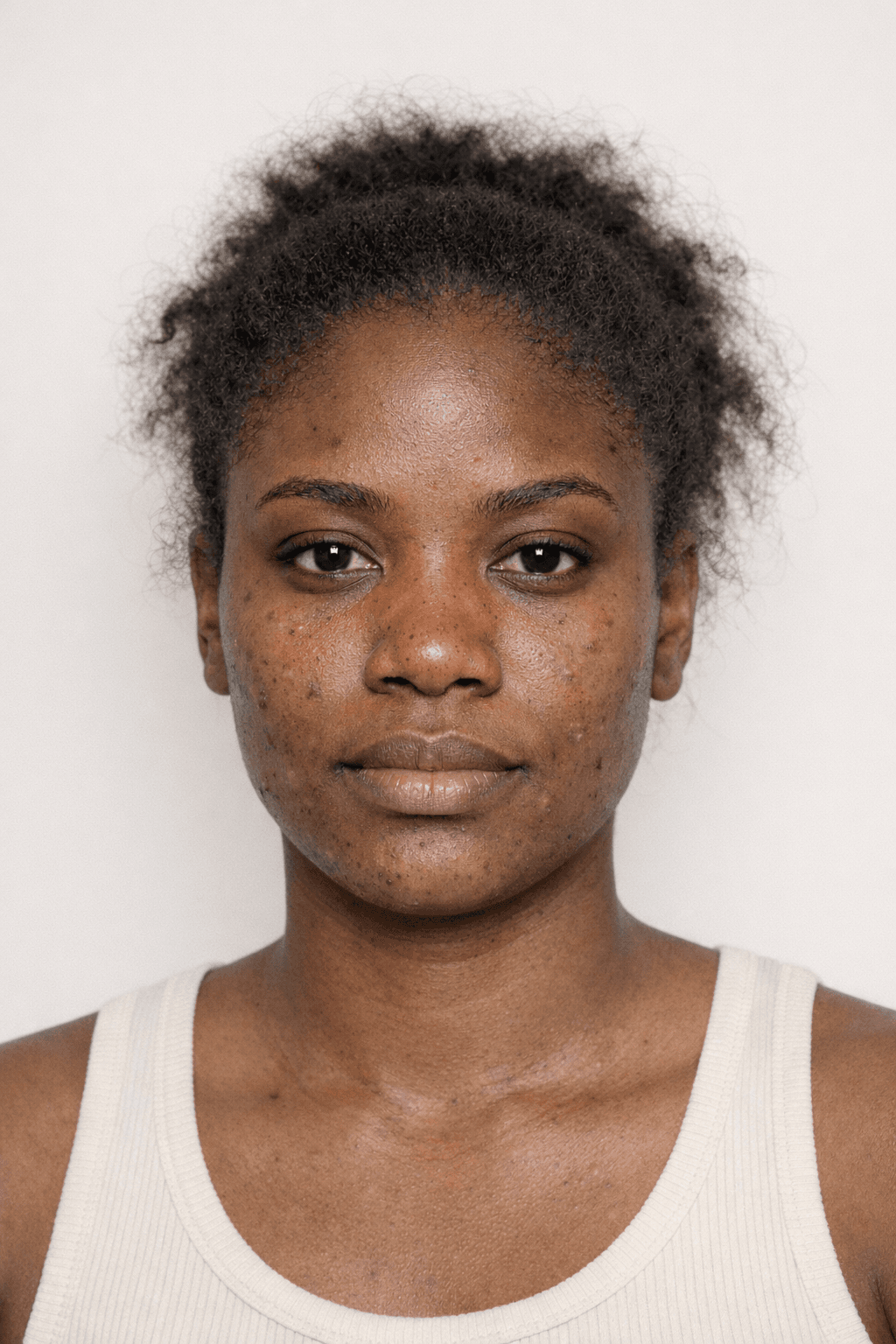 A woman's skin before Peony — acne and hyperpigmentation
