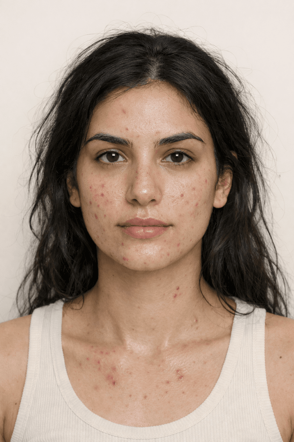 Skin before Peony routine — visible texture, redness, and dullness